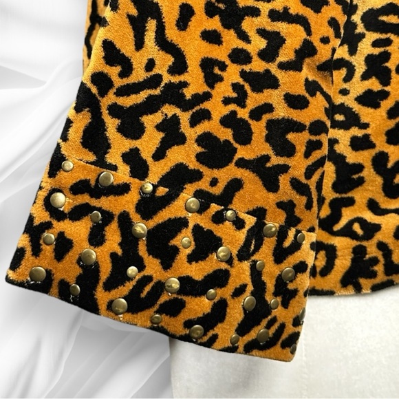 NWT Monroe & Main Leopard Animal Print Cute Button Studded Coat Gold Black Large - Picture 6 of 9